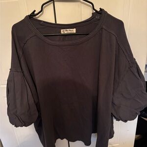 We The Free Charcoal Blouse
